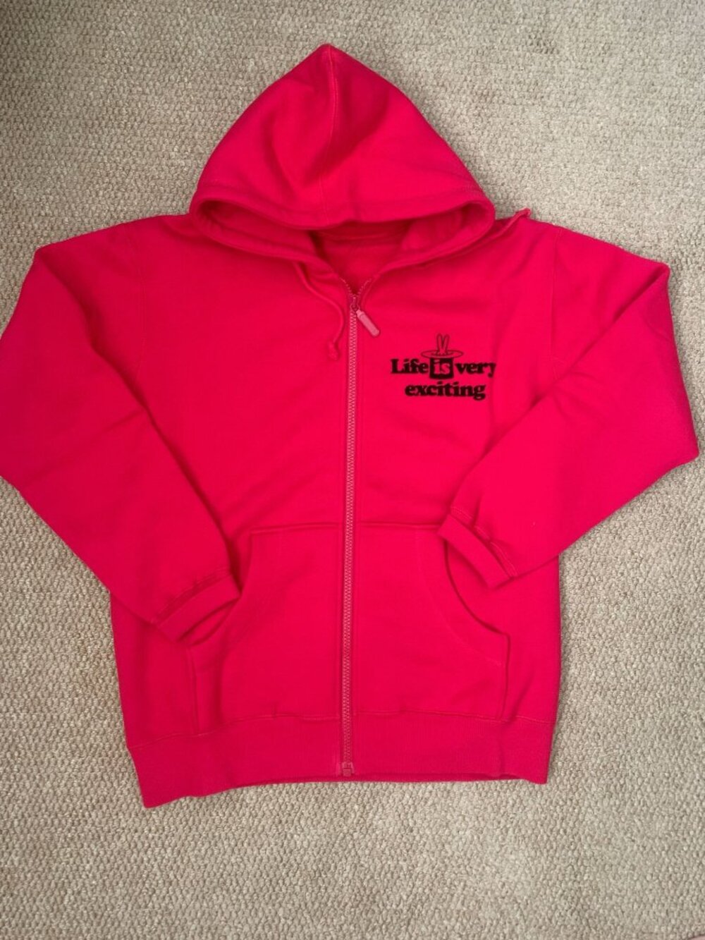 NWT Red Oversized Fleece Lined Zip Hoodie Unisex L XL